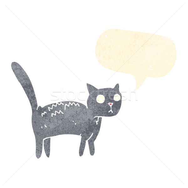 Desen animat inspaimantat pisică bule de vorbire mână proiect Imagine de stoc © lineartestpilot