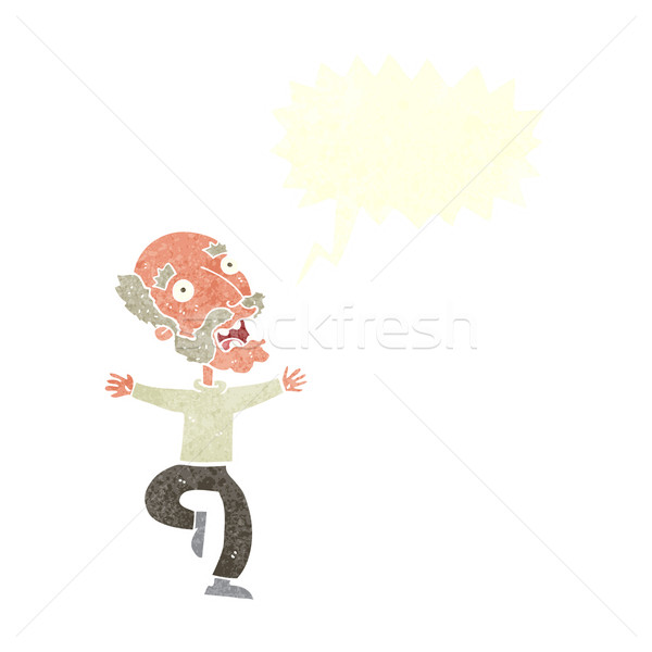 Cartoon oude man schrik tekstballon hand man Stockfoto © lineartestpilot