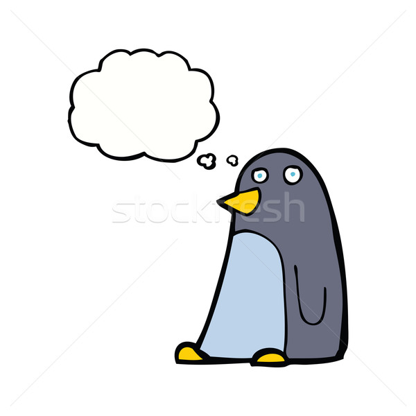 Karikatür penguen düşünce balonu el dizayn sanat Stok fotoğraf © lineartestpilot