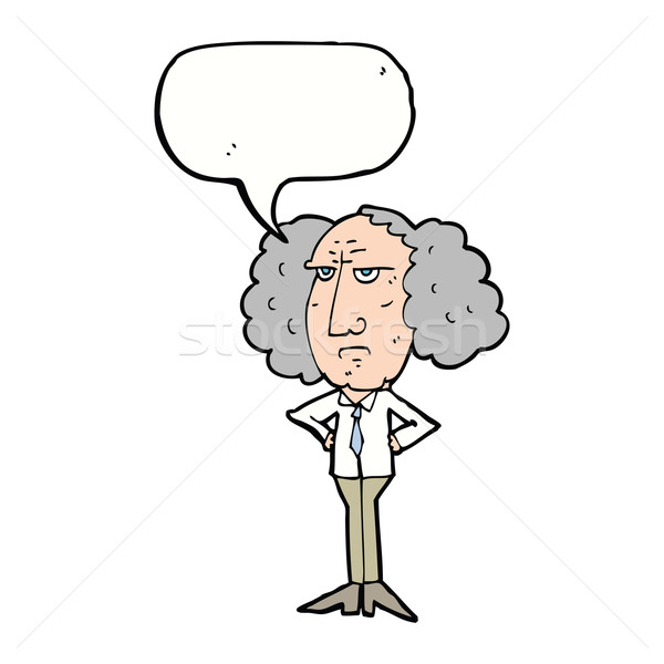cartoon big hair lecturer man with speech bubble Stock photo © lineartestpilot