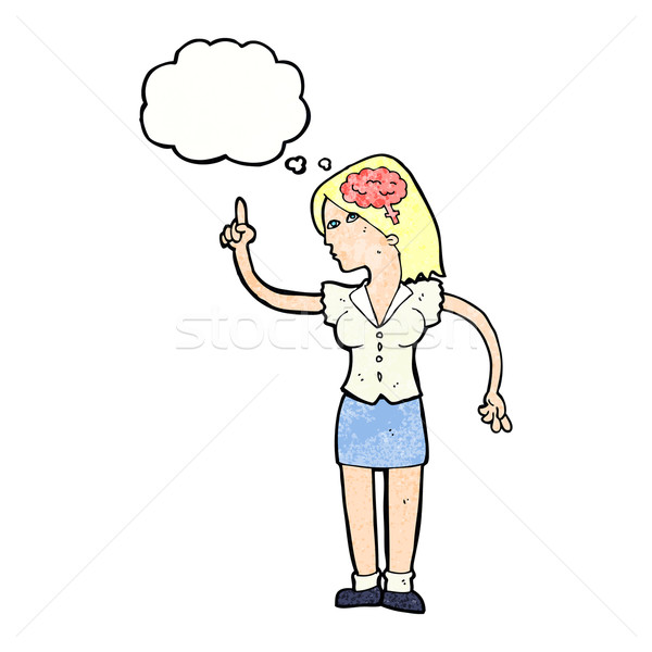 Karikatür kadın zeki fikir düşünce balonu el Stok fotoğraf © lineartestpilot