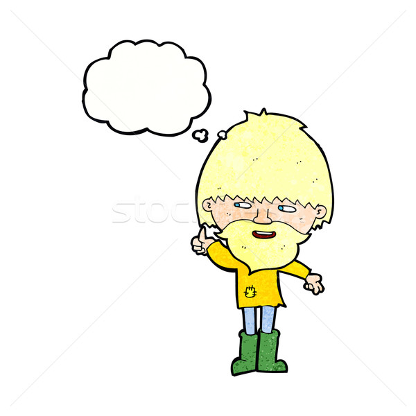 cartoon hippie man in wellington boots with thought bubble Stock photo © lineartestpilot
