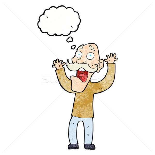 Cartoon oude man schrik gedachte bel hand man Stockfoto © lineartestpilot