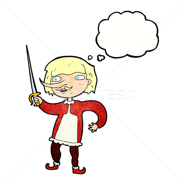 cartoon musketeer with thought bubble Stock photo © lineartestpilot