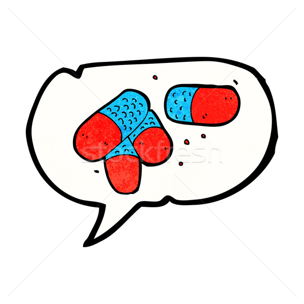 cartoon painkillers with speech bubble Stock photo © lineartestpilot