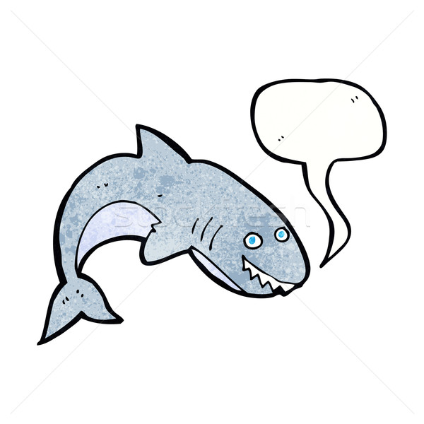Desenho animado tubarão balão de fala mão projeto arte Foto stock © lineartestpilot