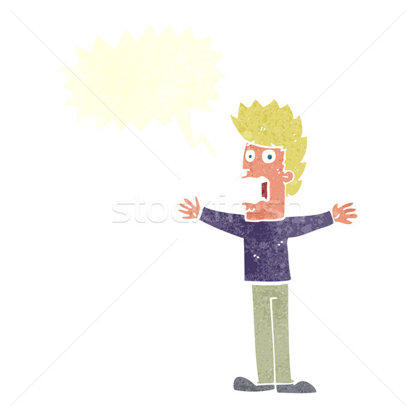 Cartoon испуганный человека речи пузырь стороны дизайна Сток-фото © lineartestpilot