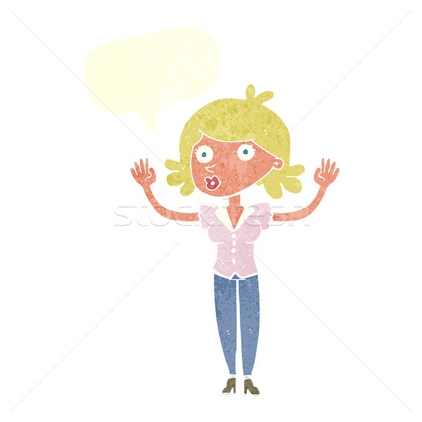 cartoon woman surrendering with speech bubble Stock photo © lineartestpilot