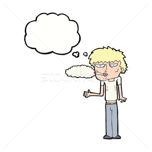 Cartoon fumador burbuja de pensamiento mujer mano diseno Foto stock © lineartestpilot
