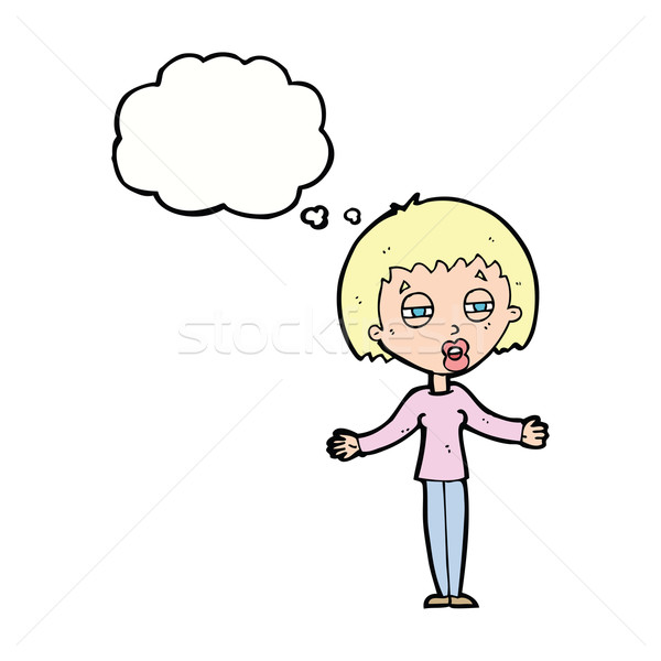 Cartoon podejrzliwy kobieta bubble myśl strony oczy Zdjęcia stock © lineartestpilot