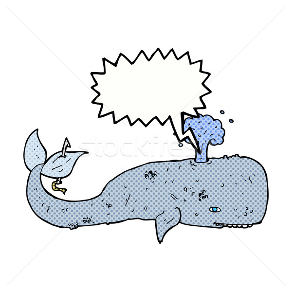 Cartoon кит речи пузырь стороны морем дизайна Сток-фото © lineartestpilot