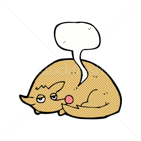 cartoon curled up dog with speech bubble Stock photo © lineartestpilot