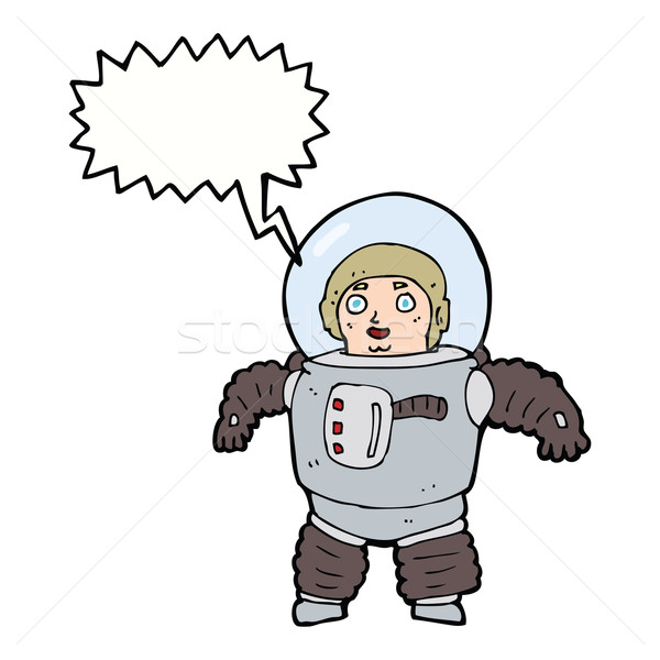 cartoon space man with speech bubble Stock photo © lineartestpilot