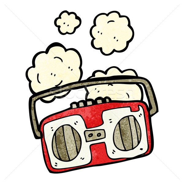 Stockfoto: Cartoon · retro · radio · textuur · hand · gelukkig