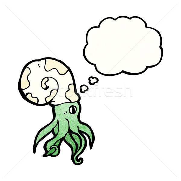 Cartoon кальмар пузыря говорить ретро мышления Сток-фото © lineartestpilot