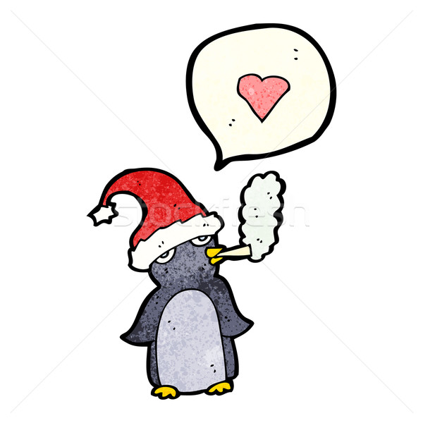 cartoon penguin smoking cigarette Stock photo © lineartestpilot