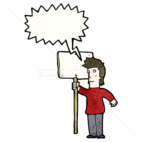 cartoon chanting protester with sign Stock photo © lineartestpilot