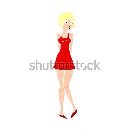 Cartoon confusi donna abito da cocktail mano design Foto d'archivio © lineartestpilot