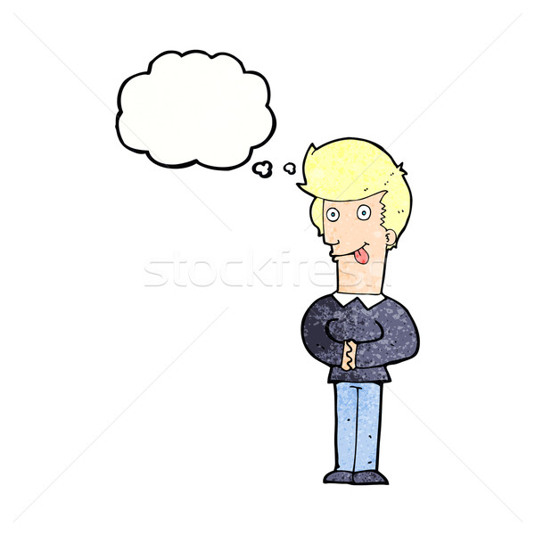 cartoon man sticking out tongue with thought bubble Stock photo © lineartestpilot