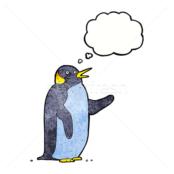cartoon penguin waving with thought bubble Stock photo © lineartestpilot