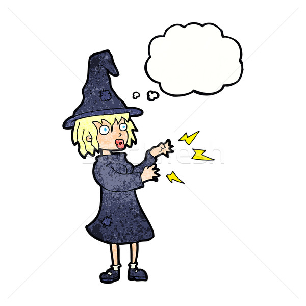cartoon witch casting spell with thought bubble Stock photo © lineartestpilot