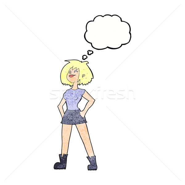 cartoon capable woman with thought bubble Stock photo © lineartestpilot