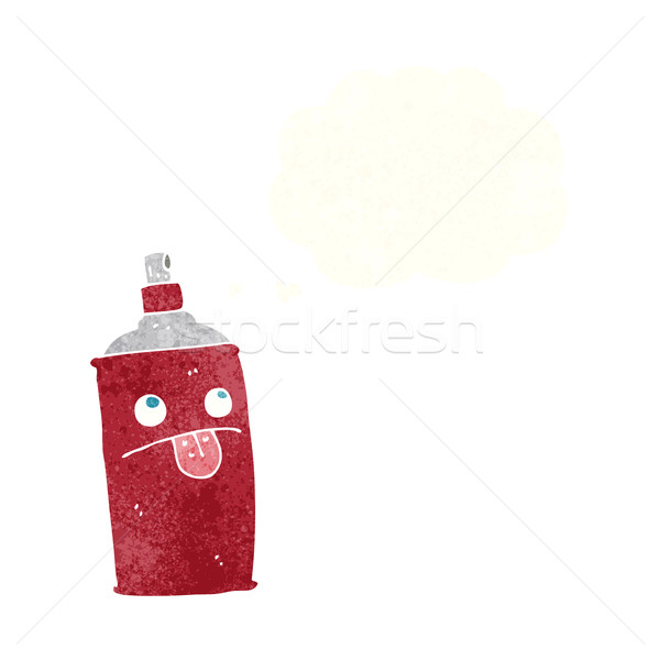 Desenho animado spray lata balão de pensamento mão projeto Foto stock © lineartestpilot