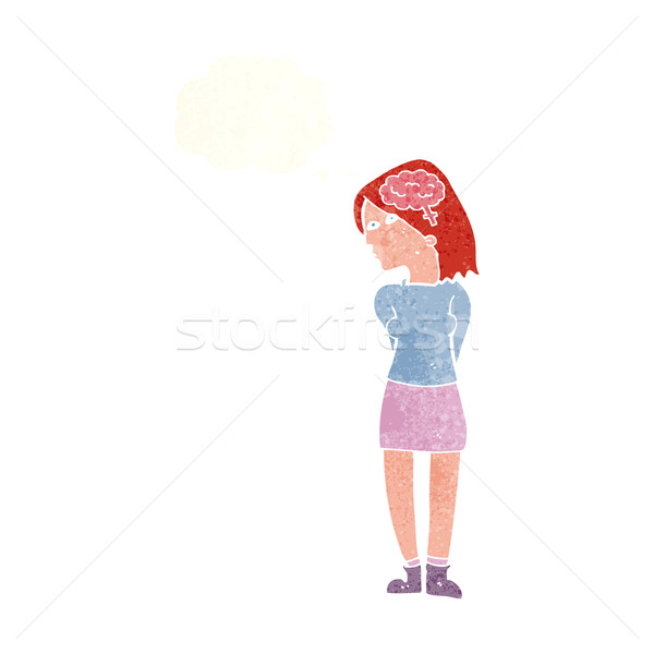 cartoon brainy woman with thought bubble Stock photo © lineartestpilot