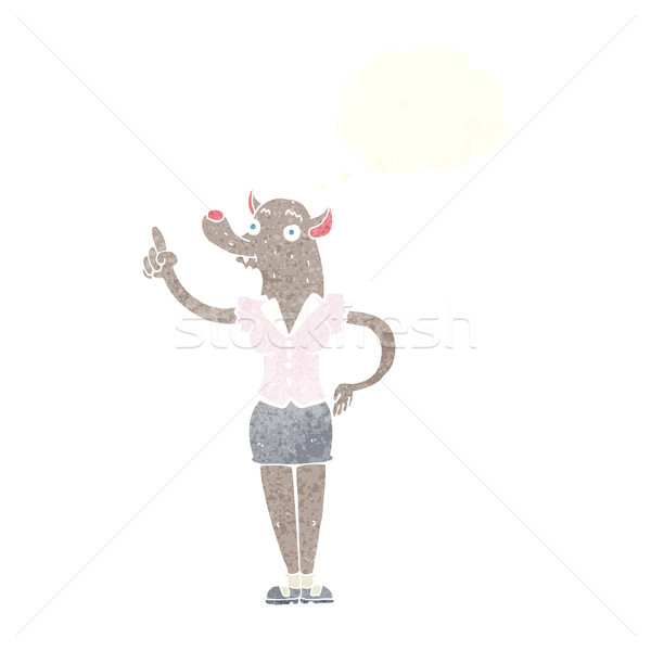 cartoon werewolf woman with idea with thought bubble Stock photo © lineartestpilot