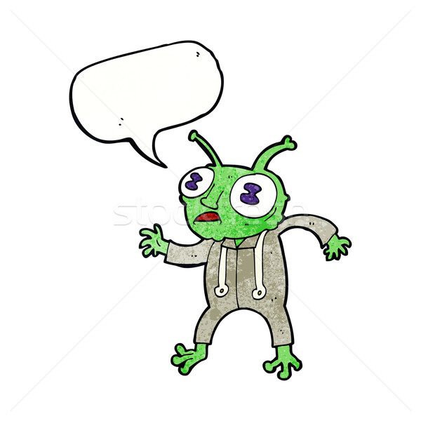 cartoon alien spaceman with speech bubble Stock photo © lineartestpilot