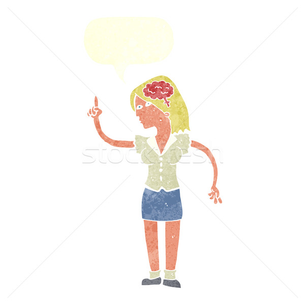 cartoon woman with clever idea with speech bubble Stock photo © lineartestpilot
