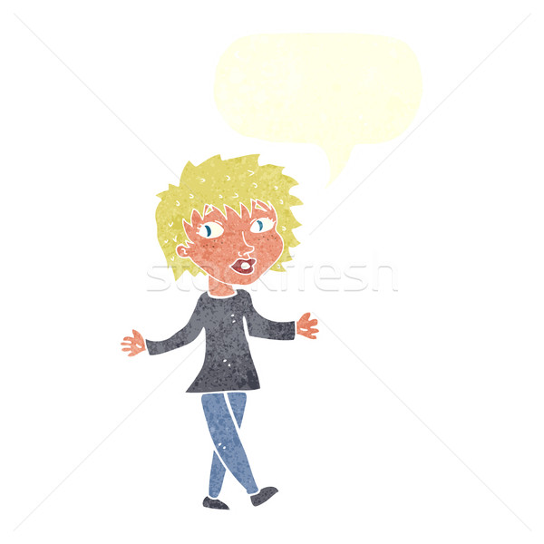 cartoon woman with no worries with speech bubble Stock photo © lineartestpilot