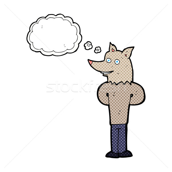 cartoon wolf man with thought bubble Stock photo © lineartestpilot