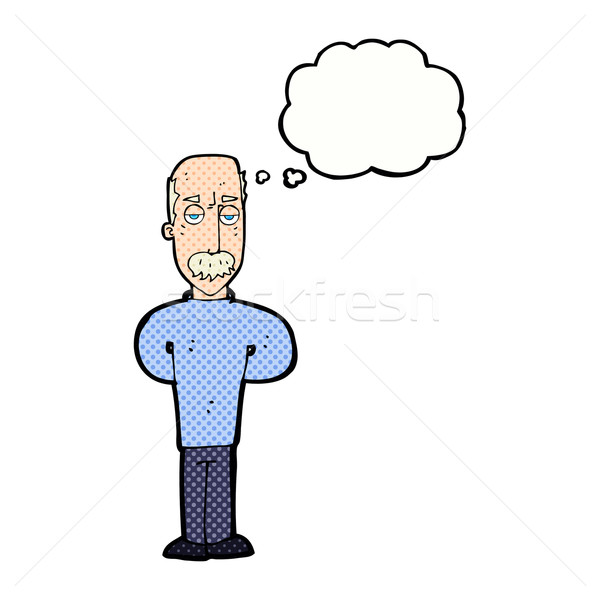cartoon annoyed balding man with thought bubble Stock photo © lineartestpilot
