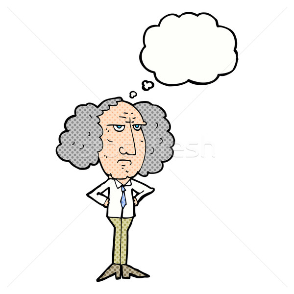 cartoon big hair lecturer man with thought bubble Stock photo © lineartestpilot