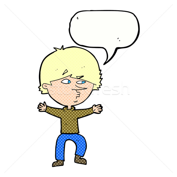 Cartoon suspicaz hombre bocadillo mano diseno Foto stock © lineartestpilot