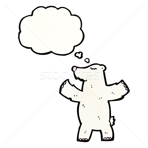 Cartoon ours polaire bulle de pensée texture main heureux [[stock_photo]] © lineartestpilot