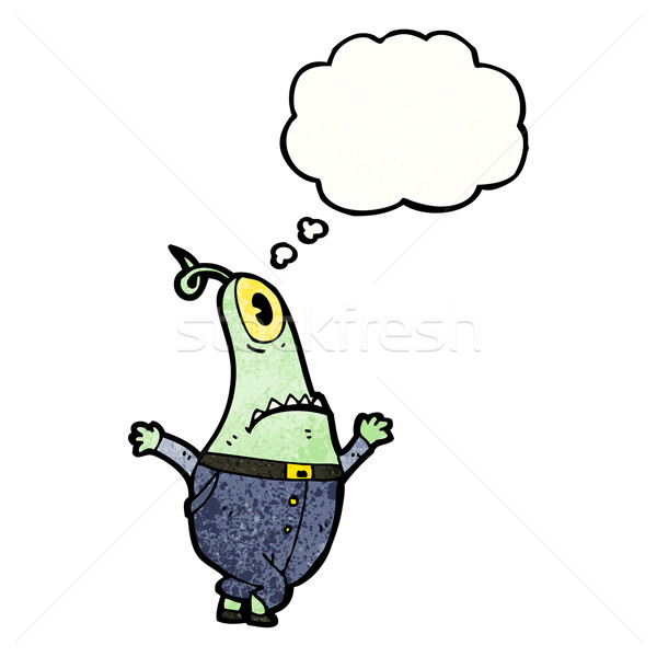 Karikatür tuhaf yabancı konuşma Retro düşünme Stok fotoğraf © lineartestpilot