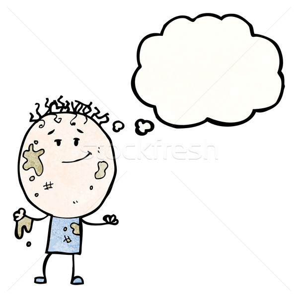 Desen animat plin de noroi băiat retro desen masculin Imagine de stoc © lineartestpilot