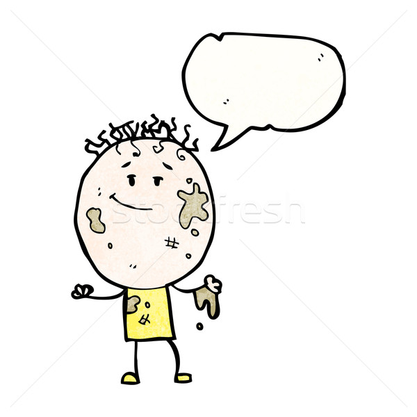 Desen animat plin de noroi băiat retro desen masculin Imagine de stoc © lineartestpilot