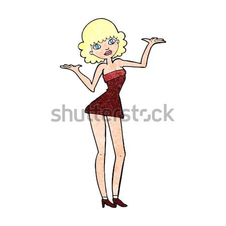 Stock photo: cartoon woman in cocktail dress