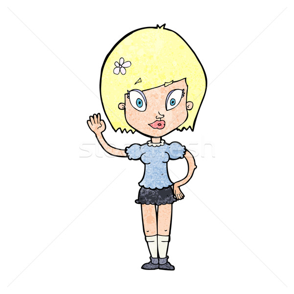 增加至灯箱 商业照片 / 插图 #4905045cartoon pretty girl waving