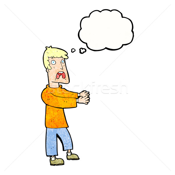 cartoon terrified man with thought bubble Stock photo © lineartestpilot