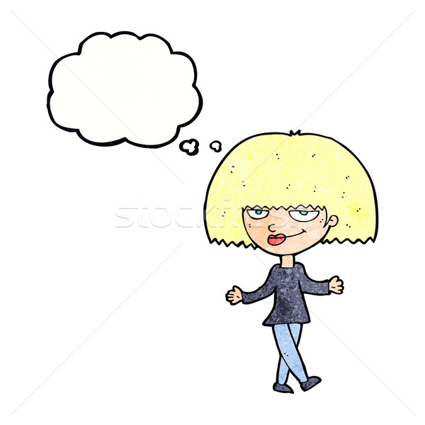 cartoon smug looking woman with thought bubble Stock photo © lineartestpilot