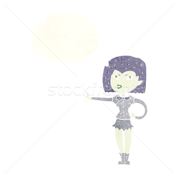 cartoon vampire girl giving thumbs up with thought bubble Stock photo © lineartestpilot