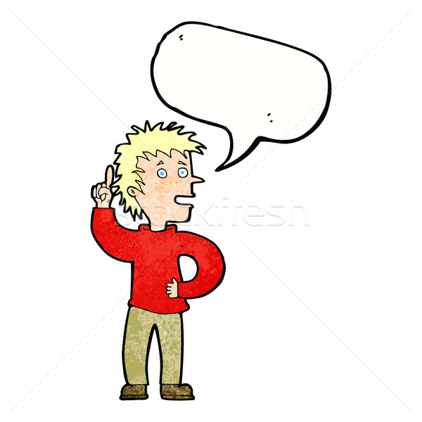 cartoon boy with idea with speech bubble Stock photo © lineartestpilot