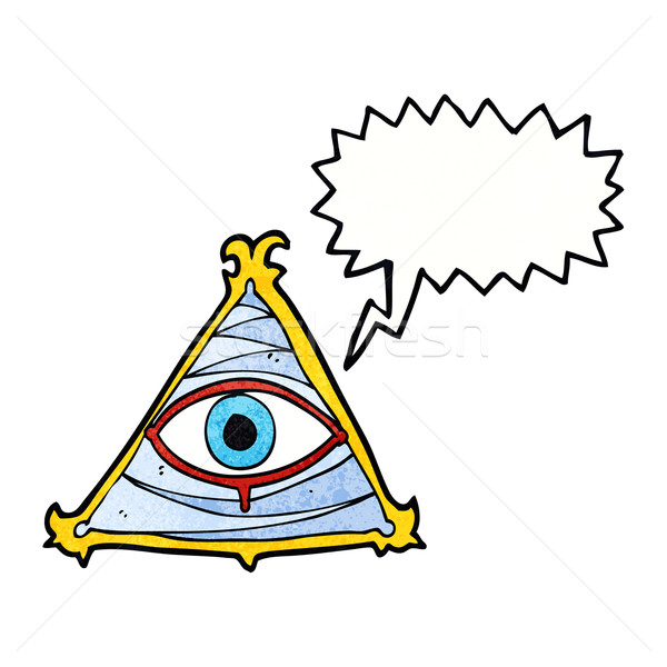 Karikatur Mystiker Auge Symbol Sprechblase Hand Stock foto © lineartestpilot