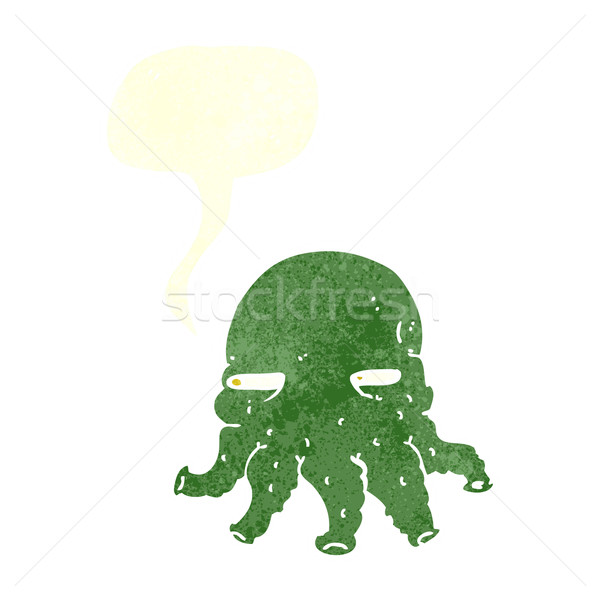 Desenho animado alienígena cara balão de fala mão projeto Foto stock © lineartestpilot