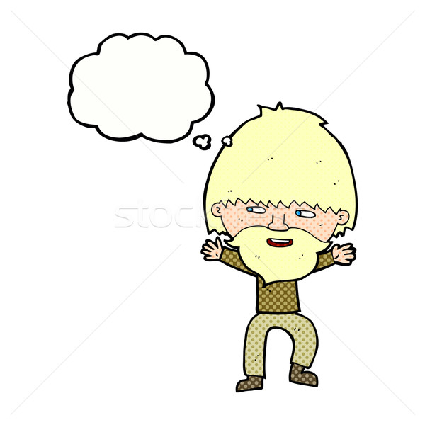 Desenho animado feliz homem barba balão de pensamento mão Foto stock © lineartestpilot
