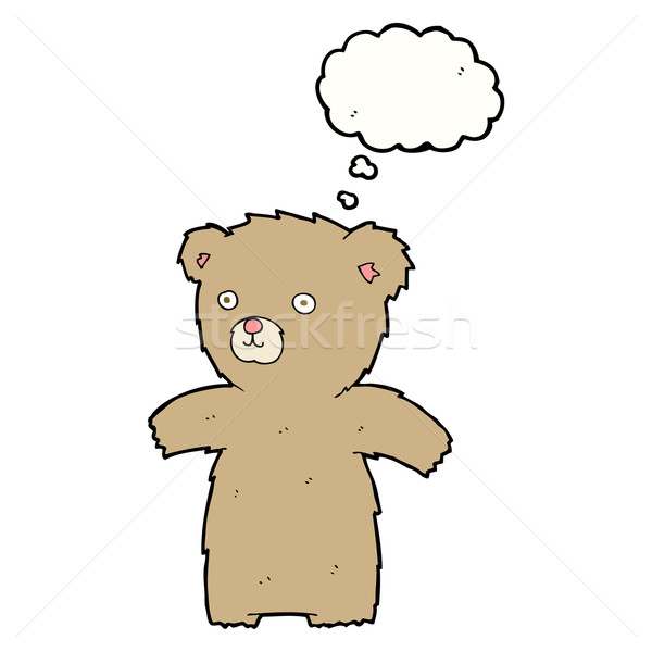 Bonitinho desenho animado ursinho de pelúcia balão de pensamento mão projeto Foto stock © lineartestpilot